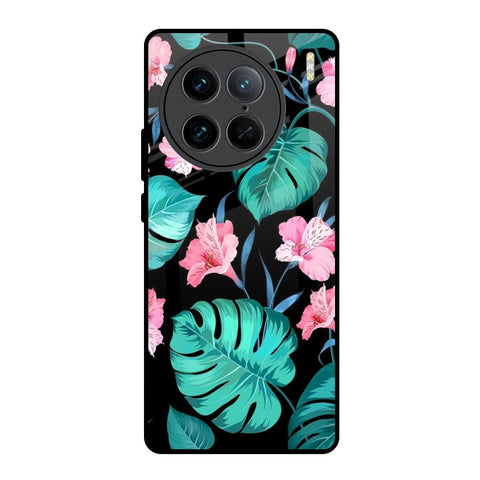 Tropical Leaves & Pink Flowers Vivo X90 Pro 5G Glass Back Cover Online