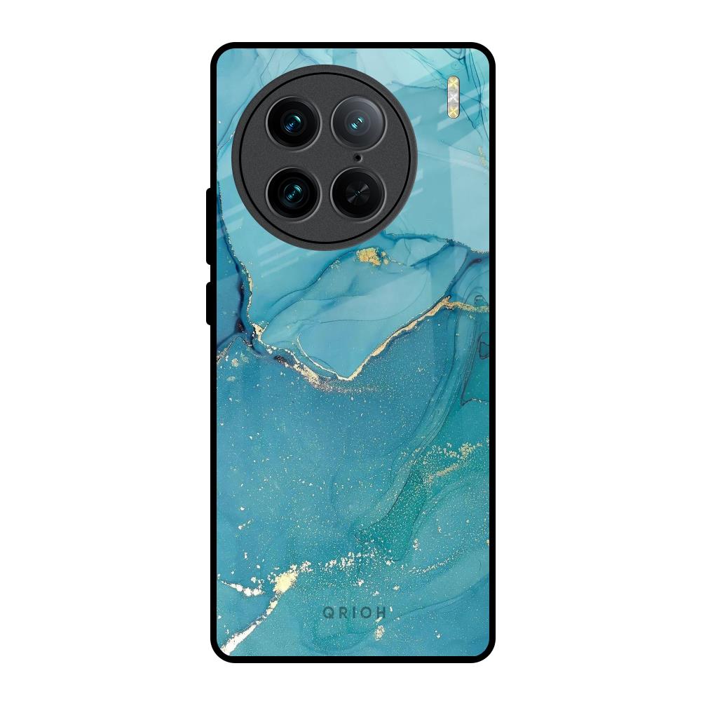 Blue Golden Glitter Vivo X90 Pro 5G Glass Back Cover Online
