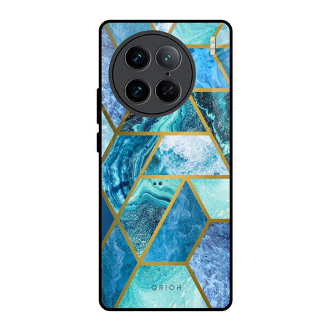 Turquoise Geometrical Marble Vivo X90 Pro 5G Glass Back Cover Online