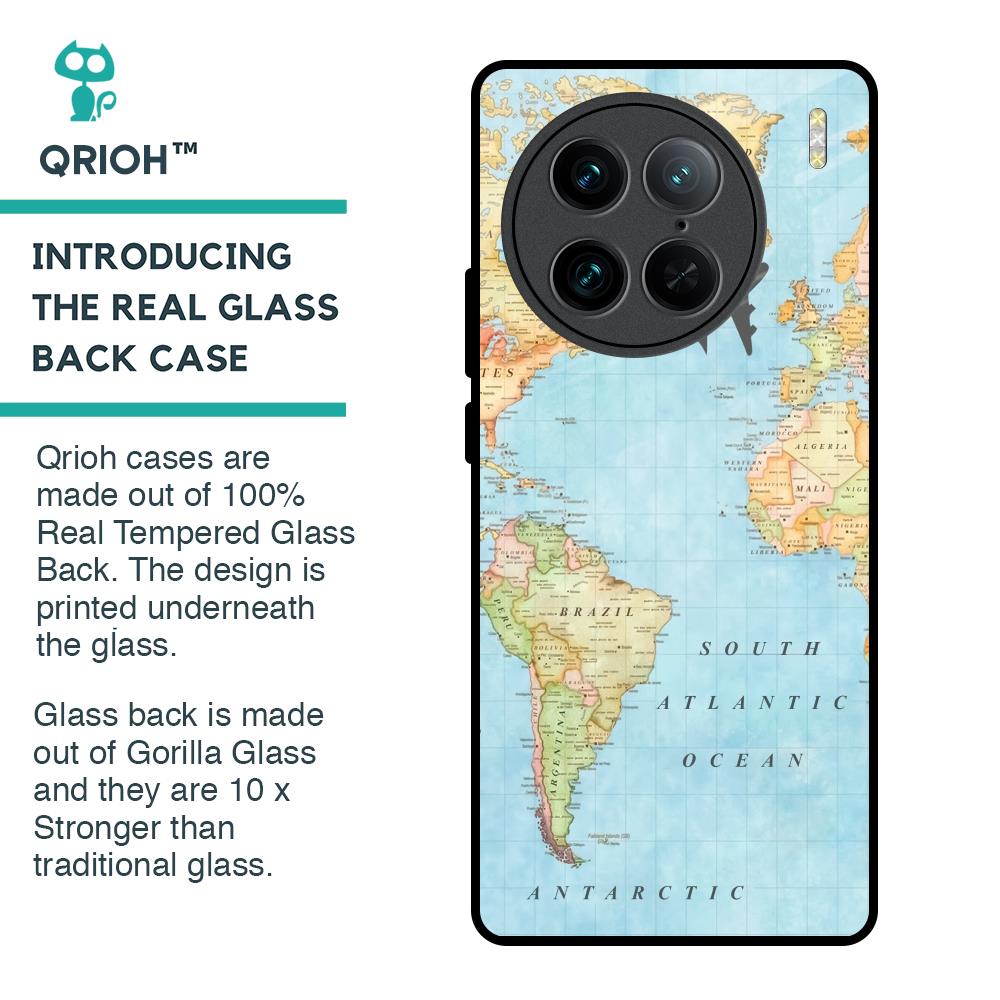 Travel Map Glass Case for Vivo X90 Pro 5G
