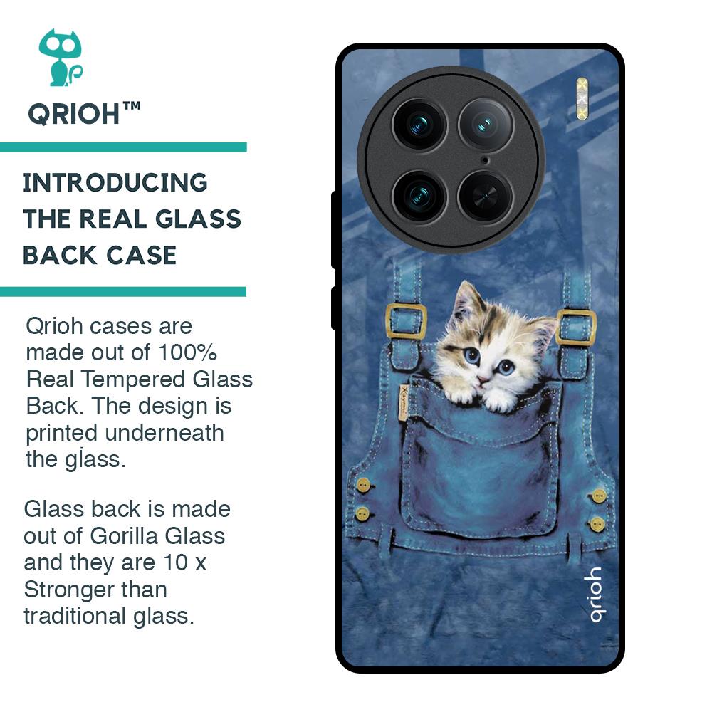 Kitty In Pocket Glass Case For Vivo X90 Pro 5G