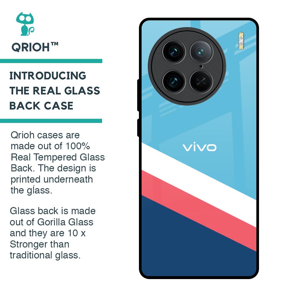 Pink & White Stripes Glass Case For Vivo X90 Pro 5G