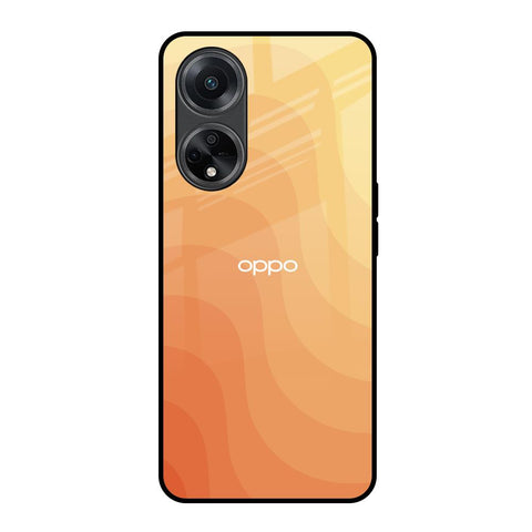 Orange Curve Pattern Oppo F23 5G Glass Back Cover Online