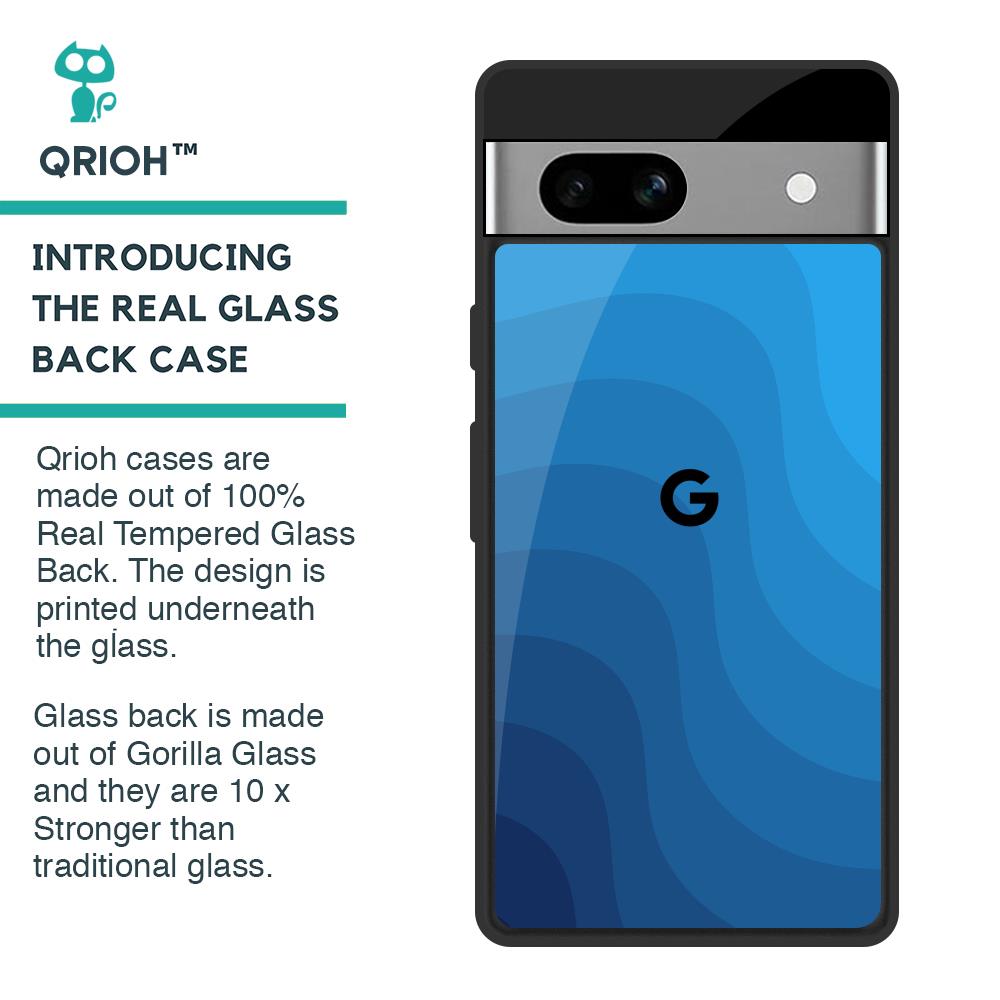 Blue Wave Abstract Glass Case for Google Pixel 7A