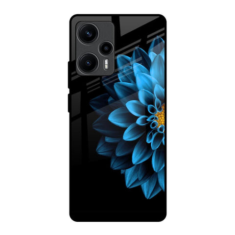 Half Blue Flower Poco F5 5G Glass Back Cover Online
