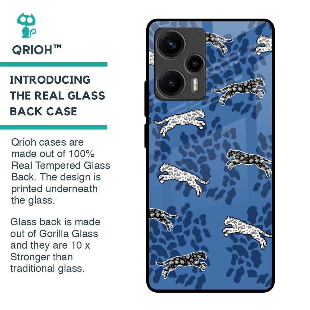 Blue Cheetah Glass Case for Poco F5 5G