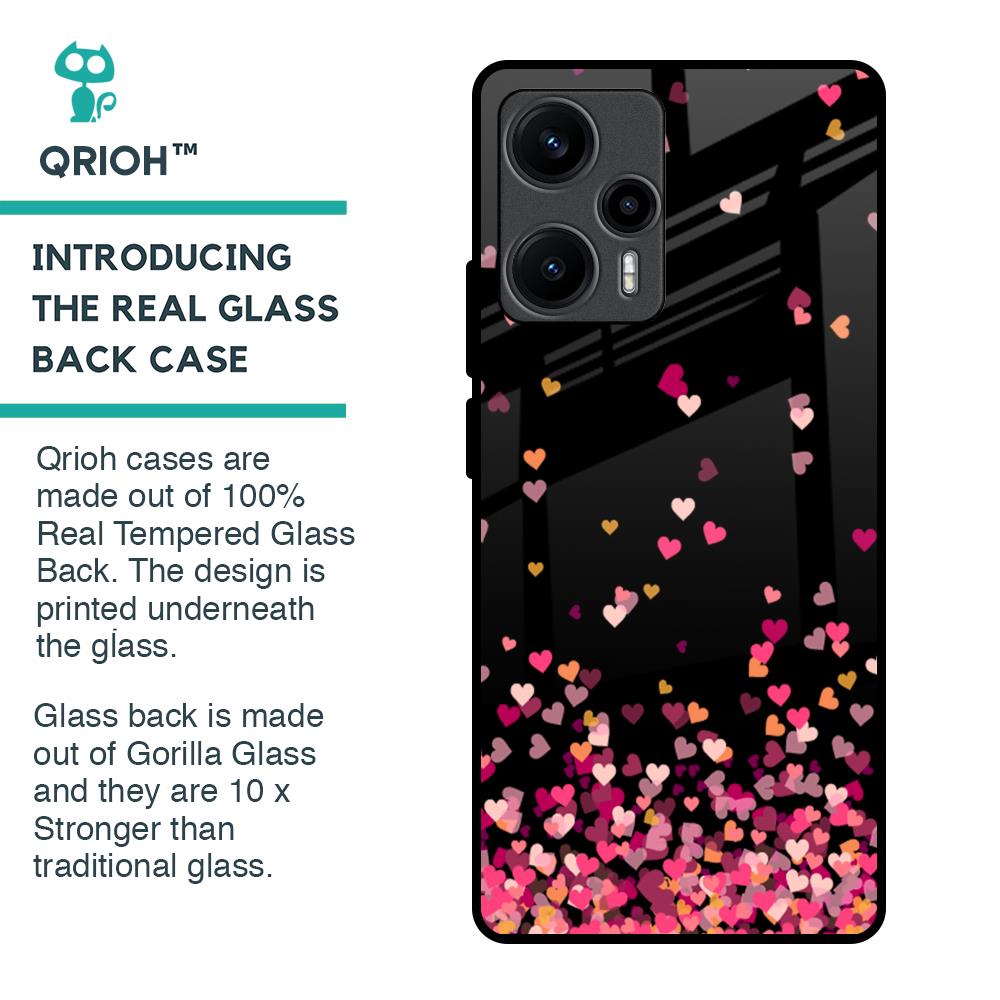 Heart Rain Fall Glass Case For Poco F5 5G