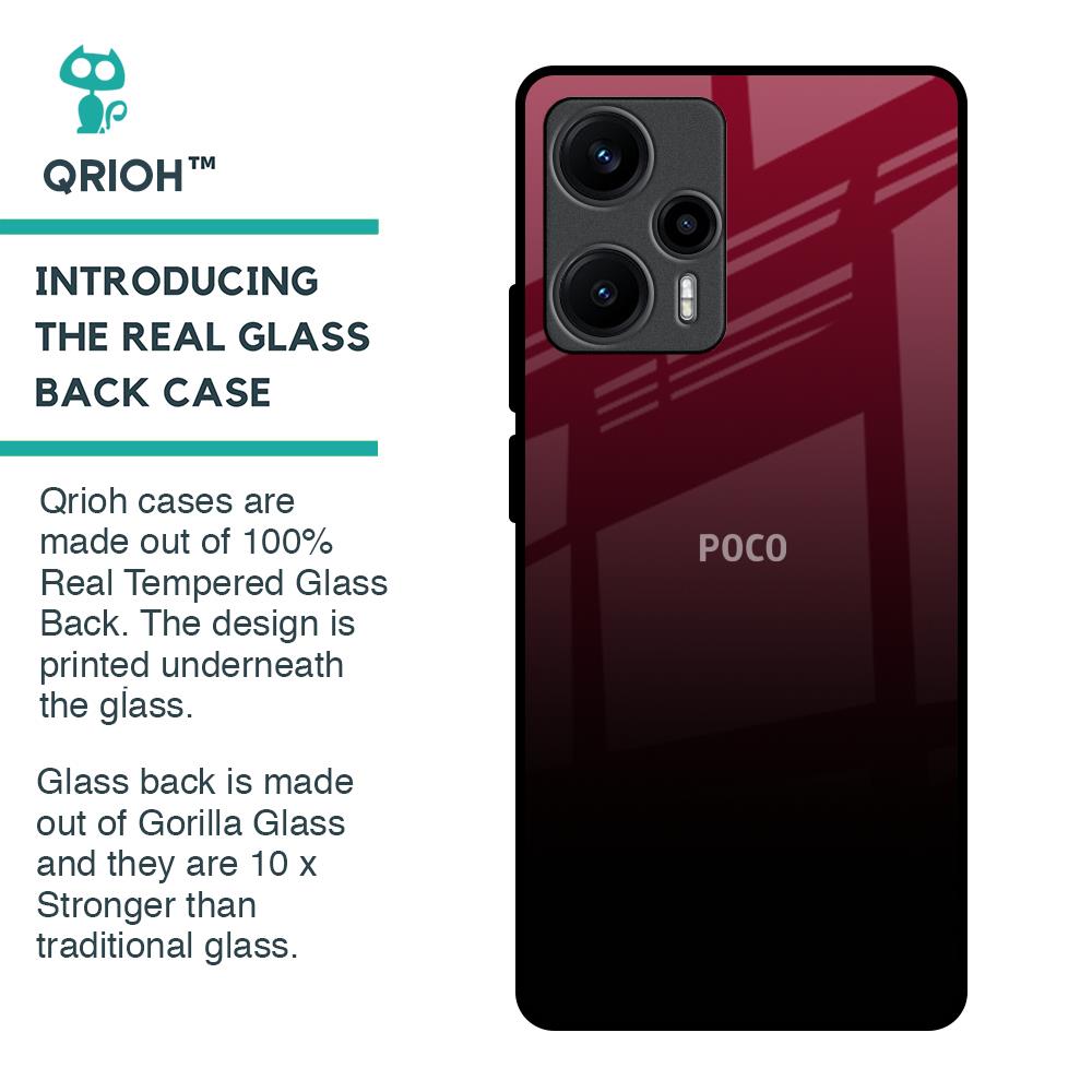 Wine Red Glass Case For Poco F5 5G