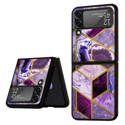 Purple Rhombus Marble Samsung Galaxy Z Flip4 5G Glass Back Cover Online
