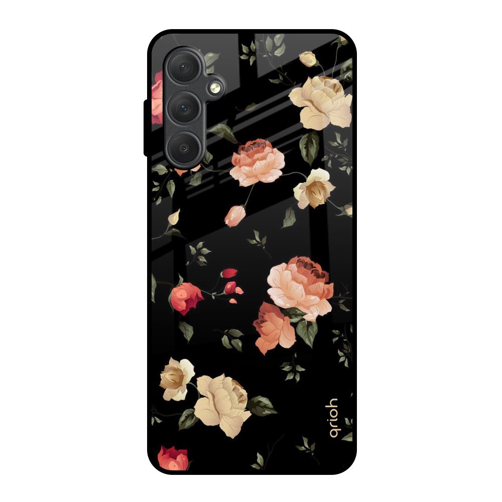 Black Spring Floral Samsung Galaxy F54 5G Glass Back Cover Online