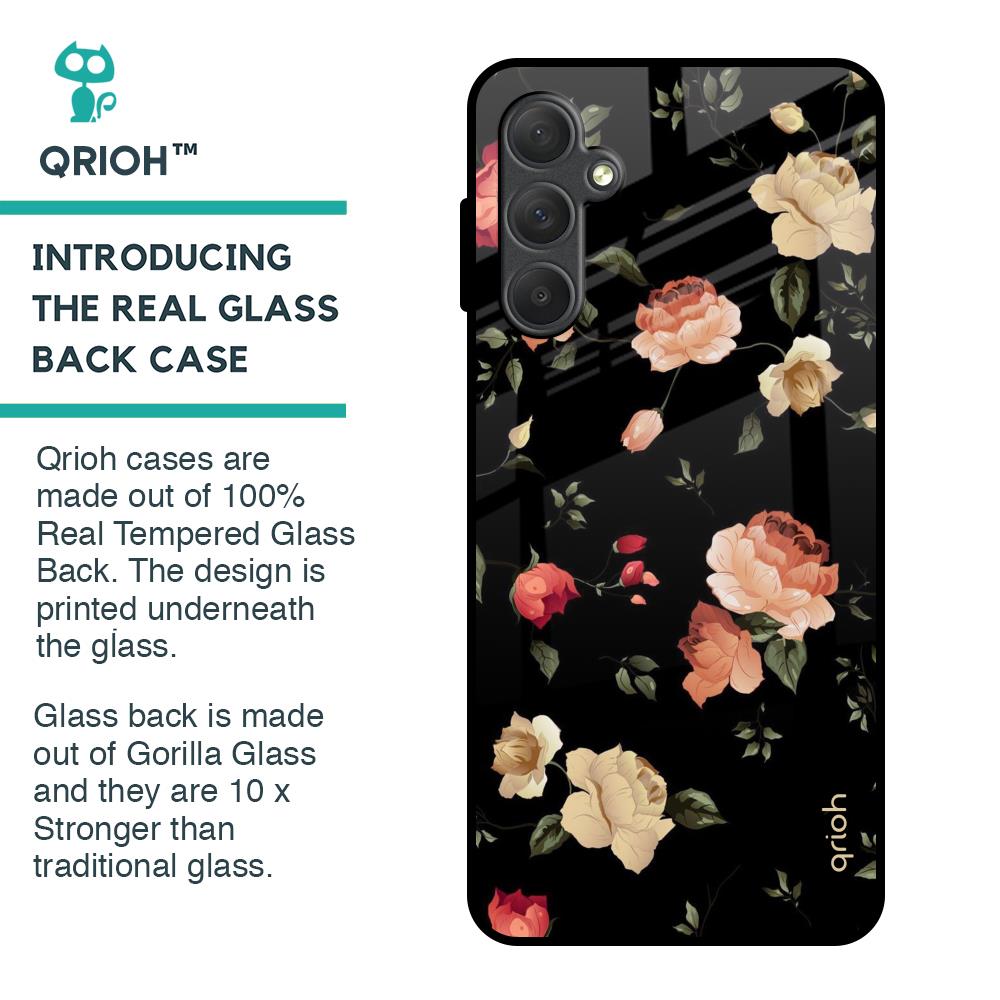 Black Spring Floral Glass Case for Samsung Galaxy F54 5G