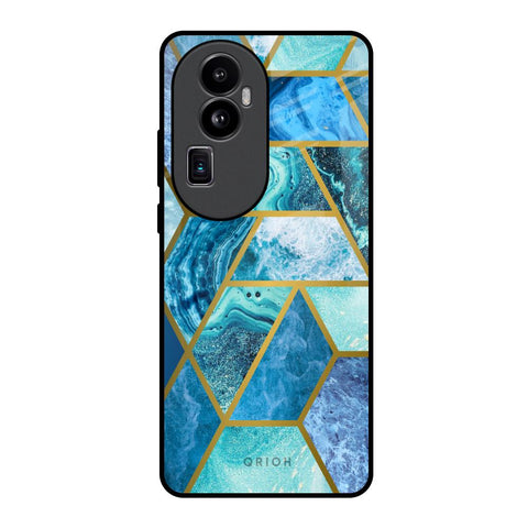 Turquoise Geometrical Marble Oppo Reno10 Pro Plus 5G Glass Back Cover Online