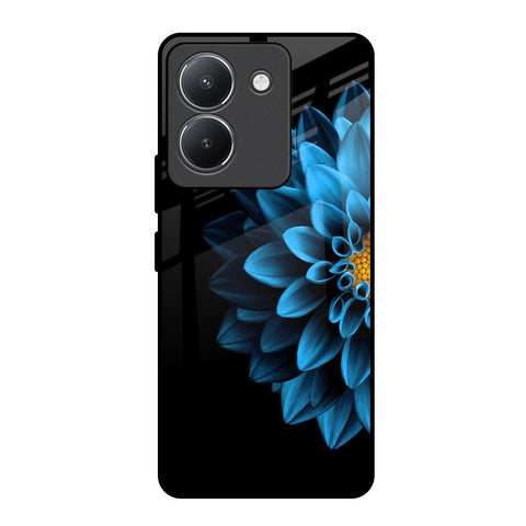 Half Blue Flower Vivo Y36 Glass Back Cover Online