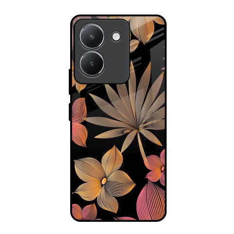 Lines Pattern Flowers Vivo Y36 Glass Back Cover Online