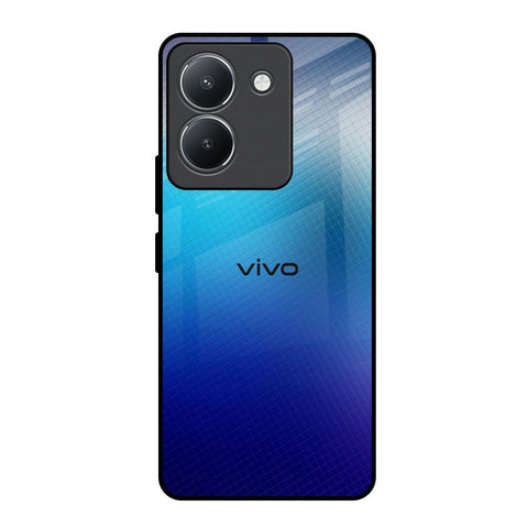 Blue Rhombus Pattern Vivo Y36 Glass Back Cover Online