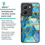 Turquoise Geometrical Marble Glass Case for Vivo Y36