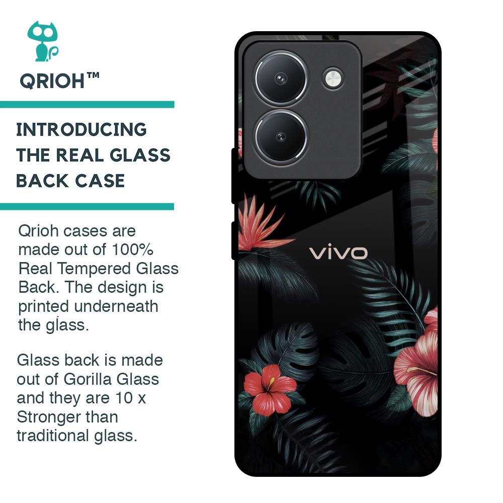 Tropical Art Flower Glass Case for Vivo Y36