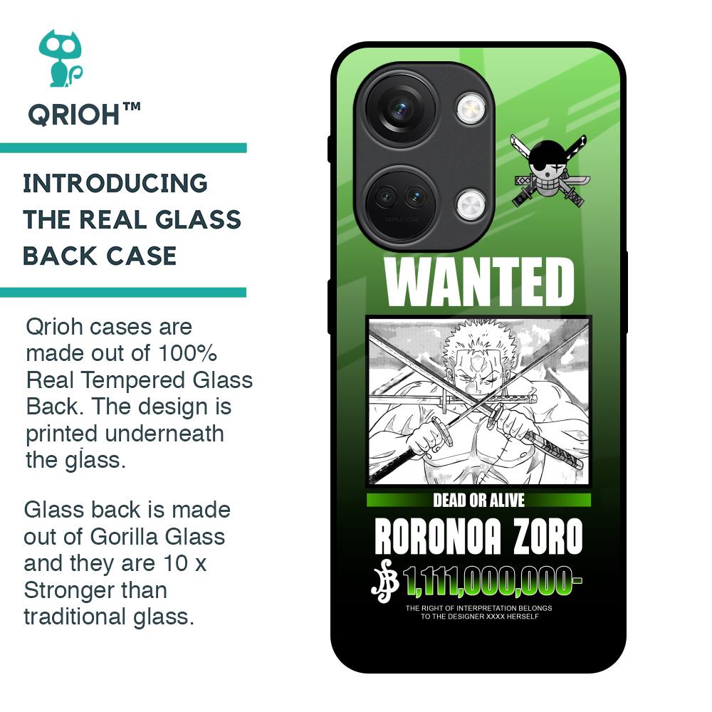 Zoro Wanted Glass Case for OnePlus Nord 3 5G