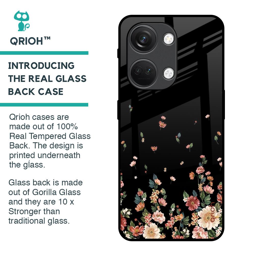 Floating Floral Print Glass Case for OnePlus Nord 3 5G