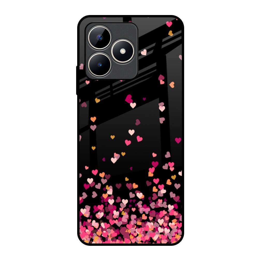 Heart Rain Fall Realme C53 Glass Back Cover Online