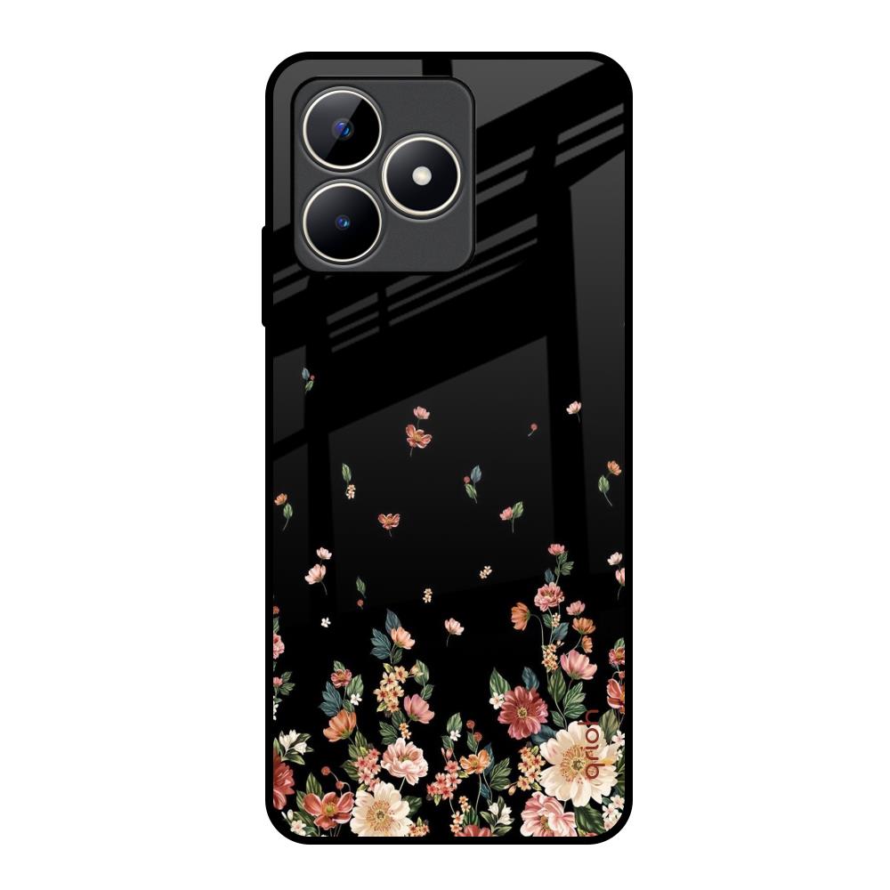 Floating Floral Print Realme C53 Glass Back Cover Online