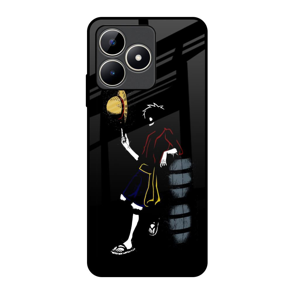 Luffy Line Art Realme C53 Glass Back Cover Online