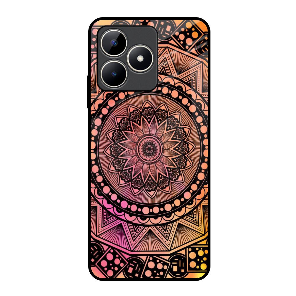 Floral Mandala Realme C53 Glass Back Cover Online