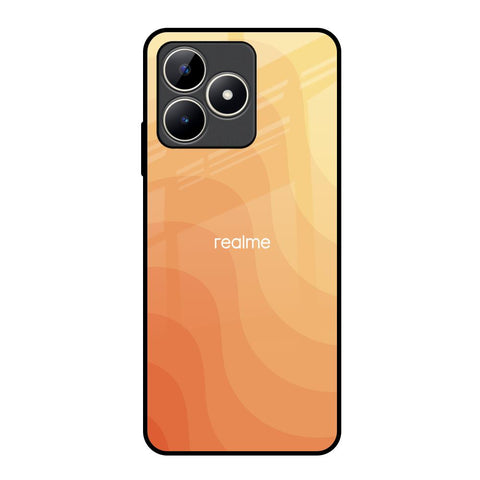 Orange Curve Pattern Realme C53 Glass Back Cover Online