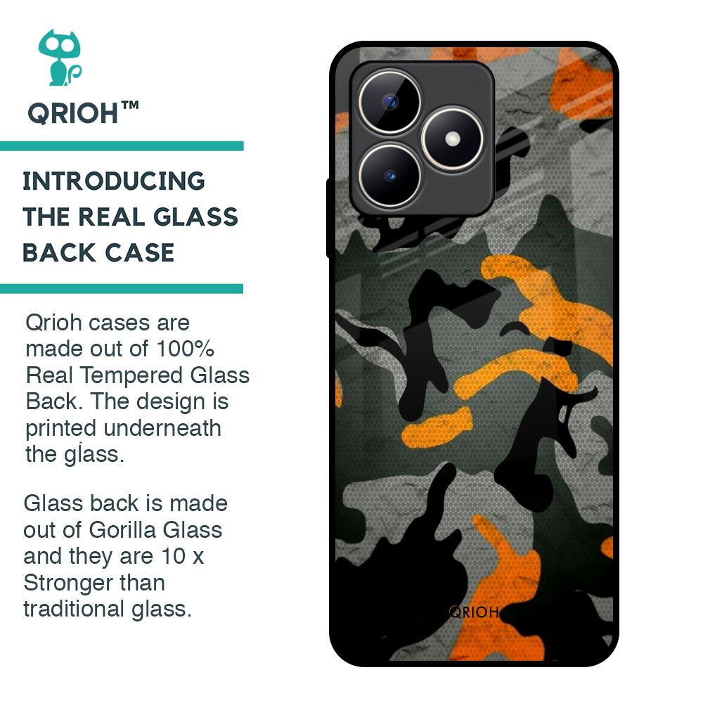 Camouflage Orange Glass Case For Realme C53