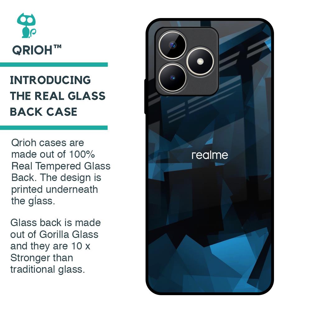 Polygonal Blue Box Glass Case For Realme C53