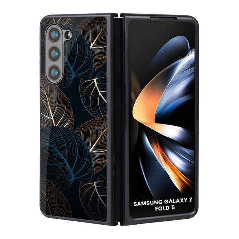 Blue Golden Leaves Samsung Galaxy Z Fold5 5G Glass Back Cover Online