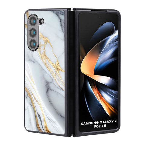 White Grey Marble Samsung Galaxy Z Fold5 5G Glass Back Cover Online