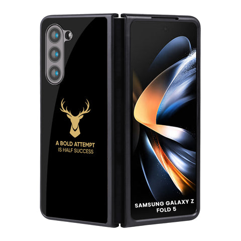 Black Gold Deer Samsung Galaxy Z Fold5 5G Glass Back Cover Online