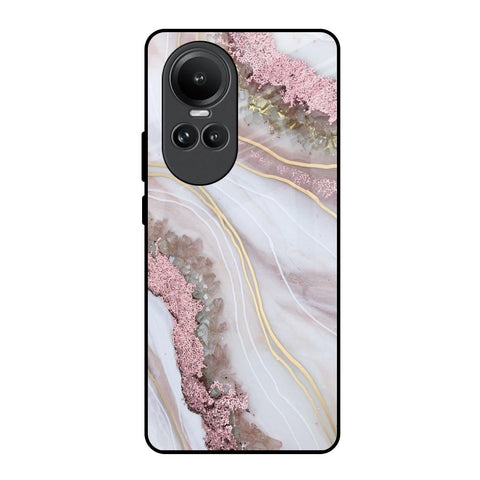 Pink & Gold Gllitter Marble Oppo Reno10 5G Glass Back Cover Online
