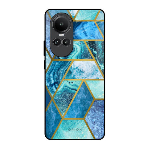 Turquoise Geometrical Marble Oppo Reno10 5G Glass Back Cover Online