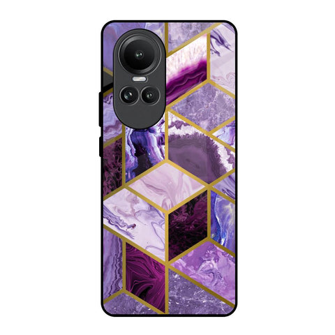 Purple Rhombus Marble Oppo Reno10 5G Glass Back Cover Online