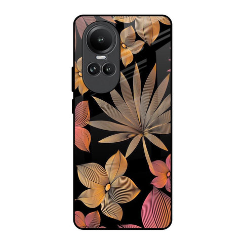 Lines Pattern Flowers Oppo Reno10 5G Glass Back Cover Online