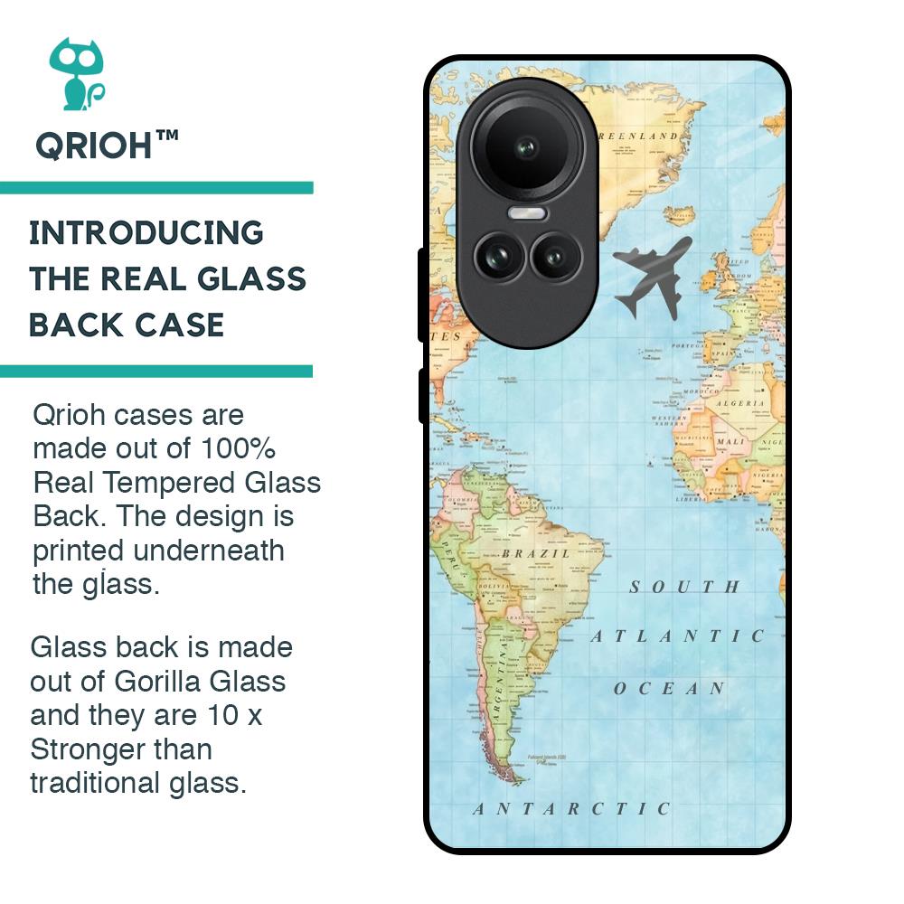 Travel Map Glass Case for Oppo Reno10 5G