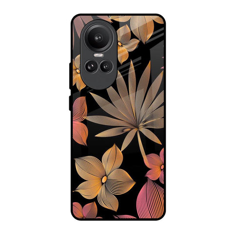 Lines Pattern Flowers Oppo Reno10 Pro 5G Glass Back Cover Online