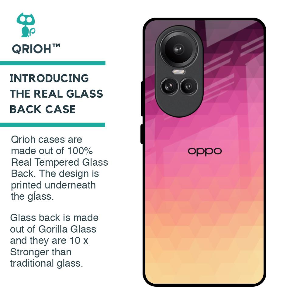 Geometric Pink Diamond Glass Case for Oppo Reno10 Pro 5G