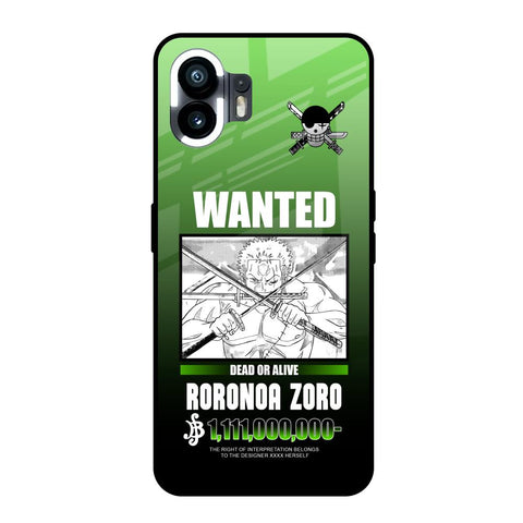 Zoro Wanted Nothing Phone 2 Glass Back Cover Online