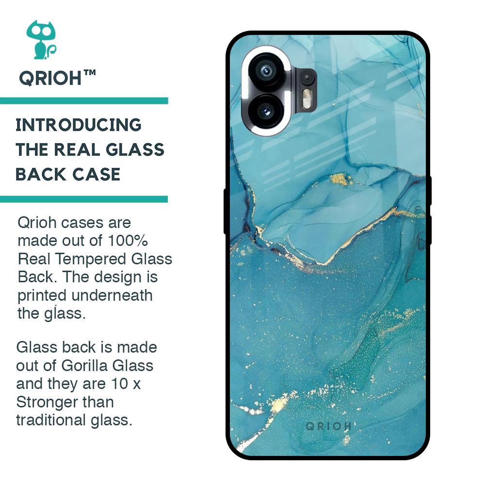 Blue Golden Glitter Glass Case for Nothing Phone 2