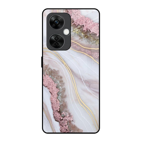 Pink & Gold Gllitter Marble OnePlus Nord CE 3 5G Glass Back Cover Online