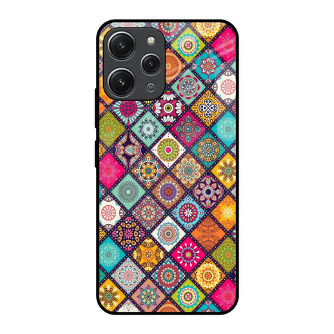 Multicolor Mandala Redmi 12 Glass Back Cover Online
