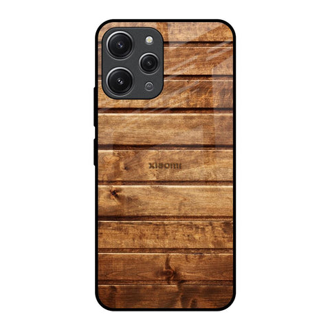 Wooden Planks Redmi 12 Glass Back Cover Online