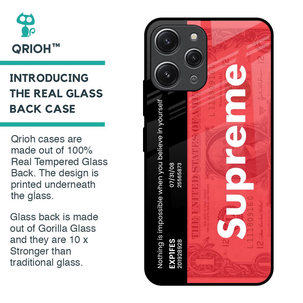 Supreme Ticket Glass Case for Redmi 12
