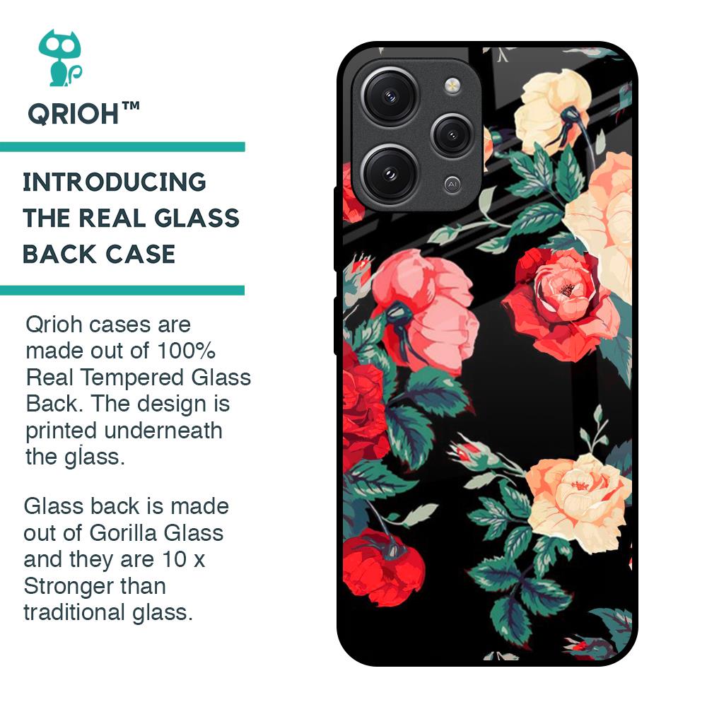 Floral Bunch Glass Case For Redmi 12