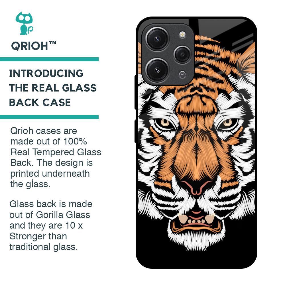Angry Tiger Glass Case For Redmi 12