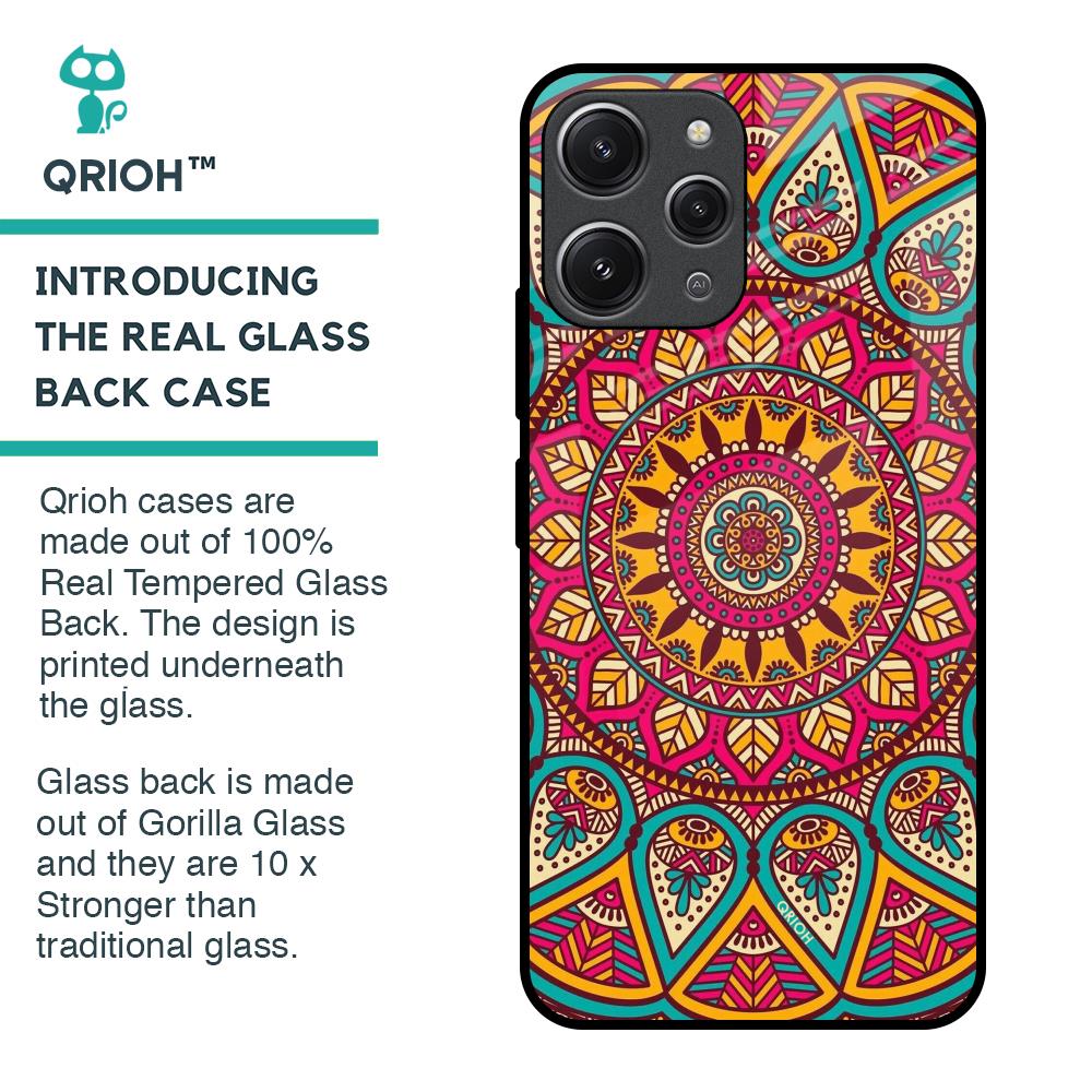 Elegant Mandala Glass Case for Redmi 12