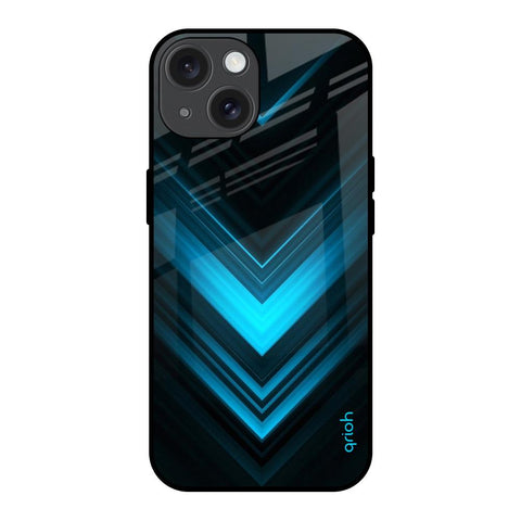Vertical Blue Arrow iPhone 15 Glass Back Cover Online